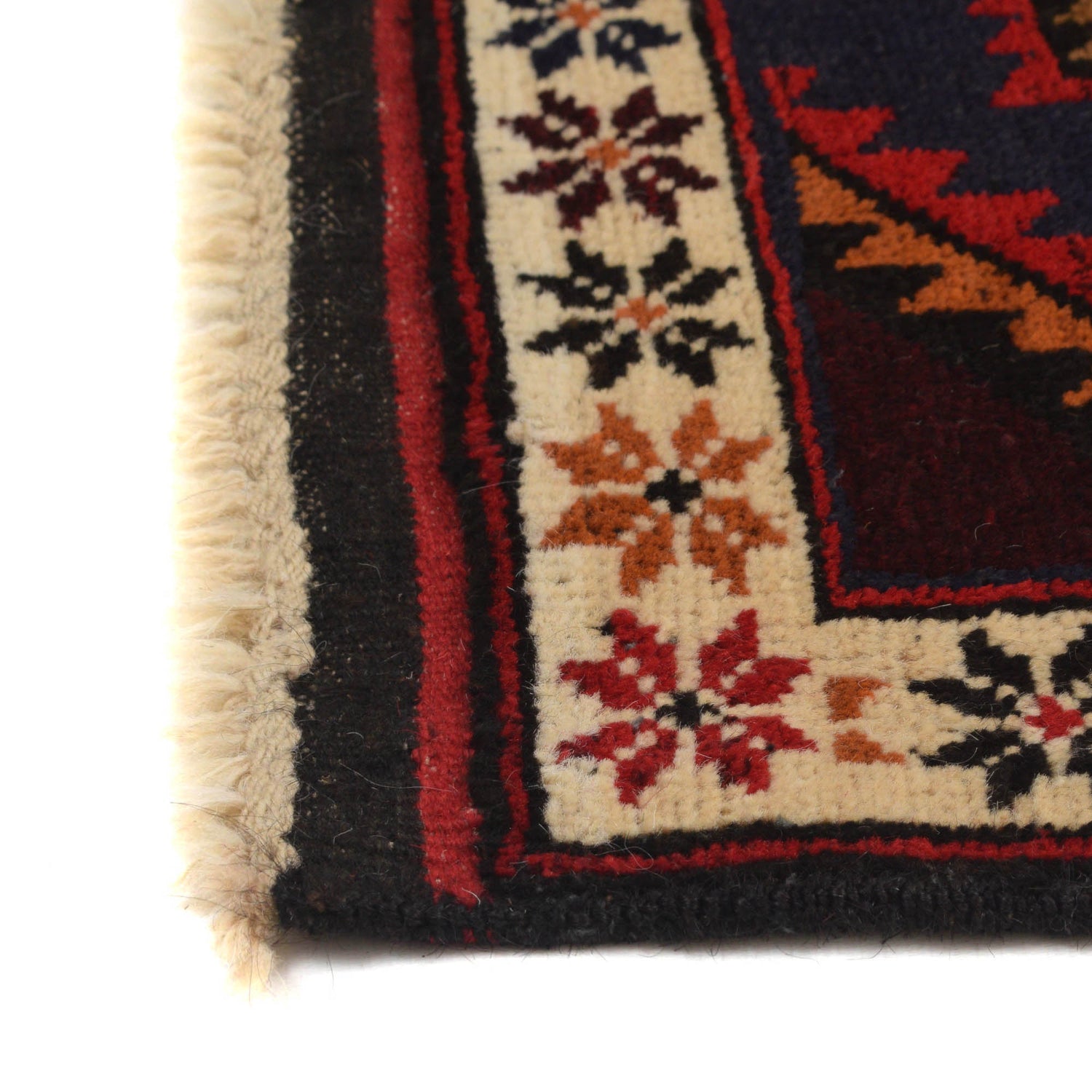Baluchi Rug Handmade Blue Geometric 3x5 ft