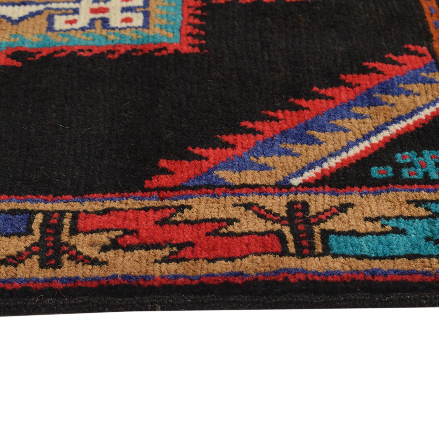Baluchi Rug Handmade Black Prayer Design 3x5 ft