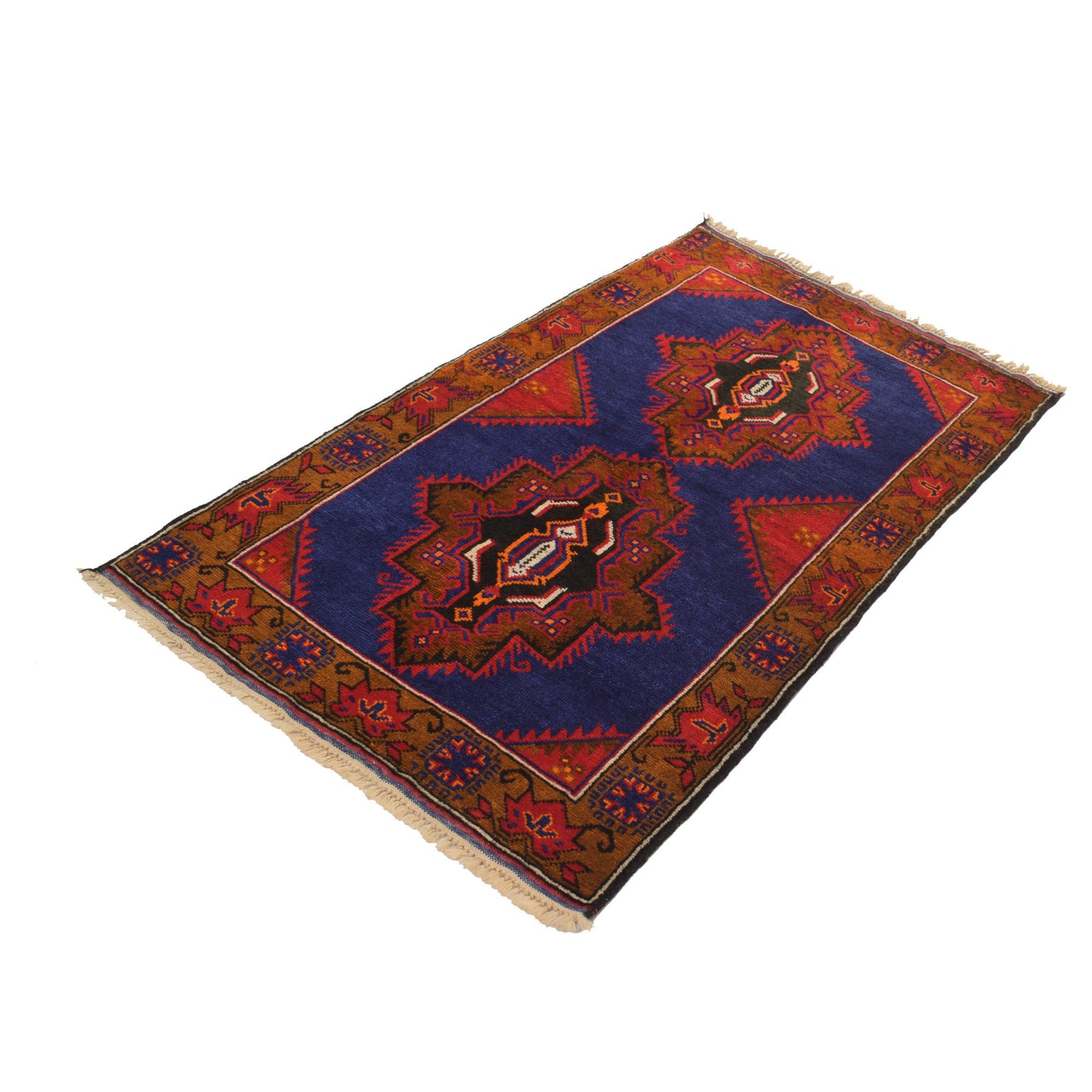 Baluchi Rug Handmade Blue Geometric 3x5 ft