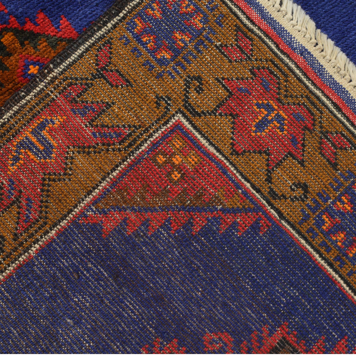 Baluchi Rug Handmade Blue Geometric 3x5 ft