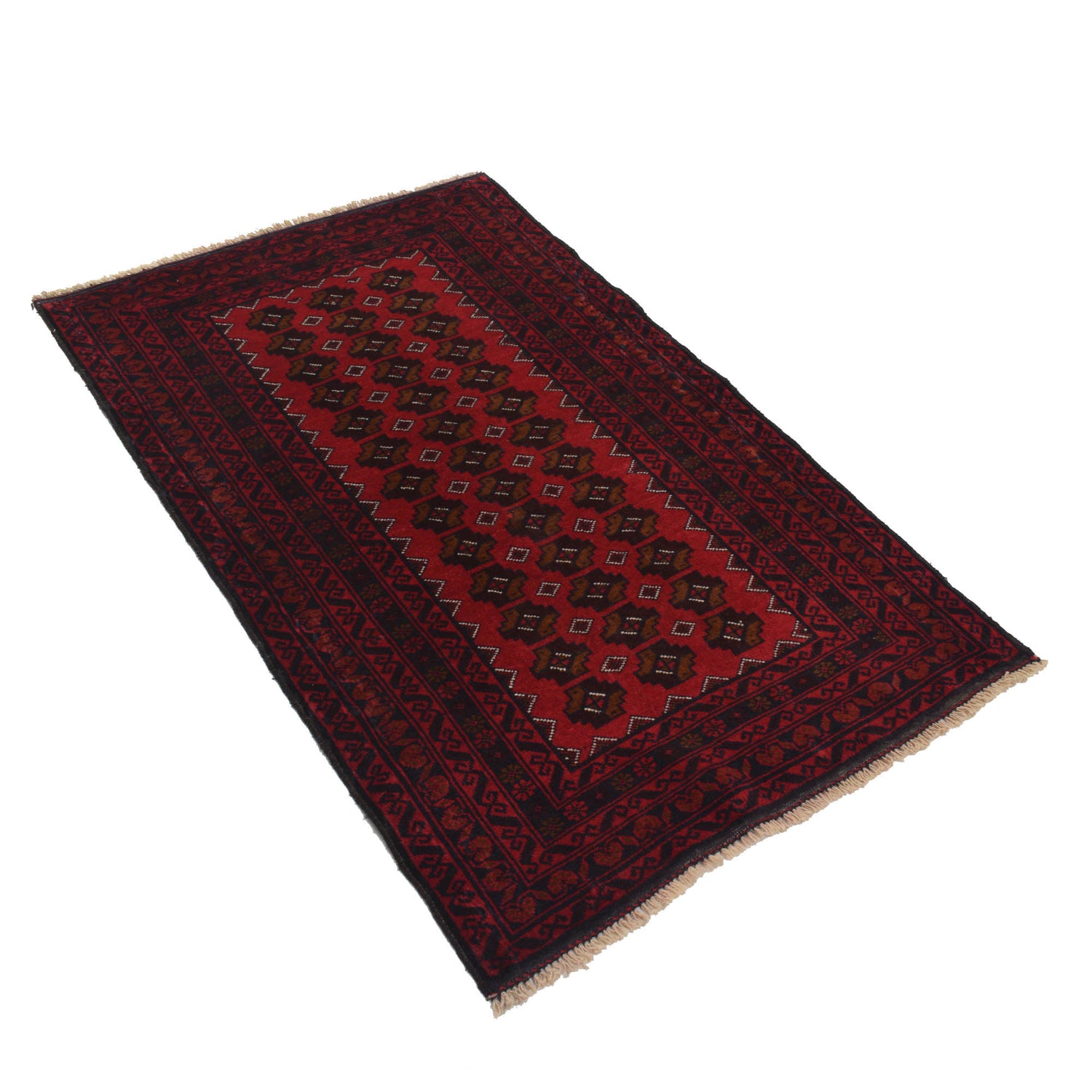 Baluchi Rug Handmade Red Geometric 3x5 ft