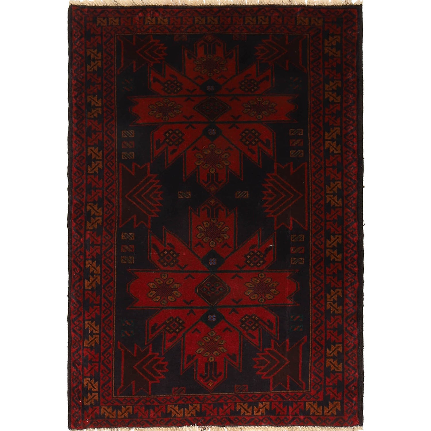 Baluchi Rug Handmade Multi Geometric 3x5 ft