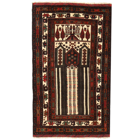 Baluchi Rug Handmade Beige Prayer Design 3x5 ft