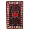 Baluchi Rug Handmade Black Geometric 3x5 ft