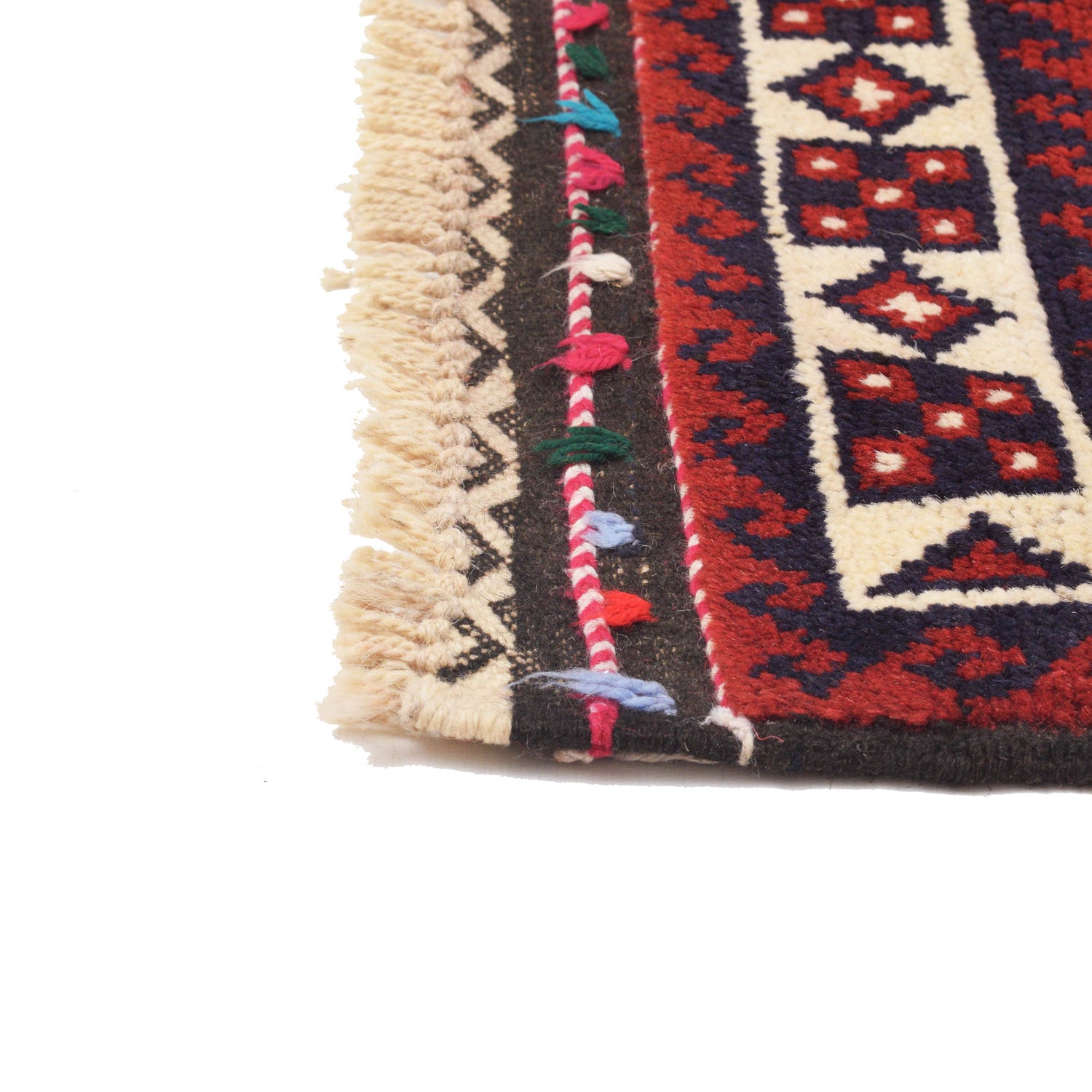 Baluchi Rug Handmade Black Geometric 3x5 ft