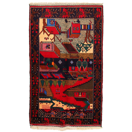 Pictorial Rug Handmade Multi Design