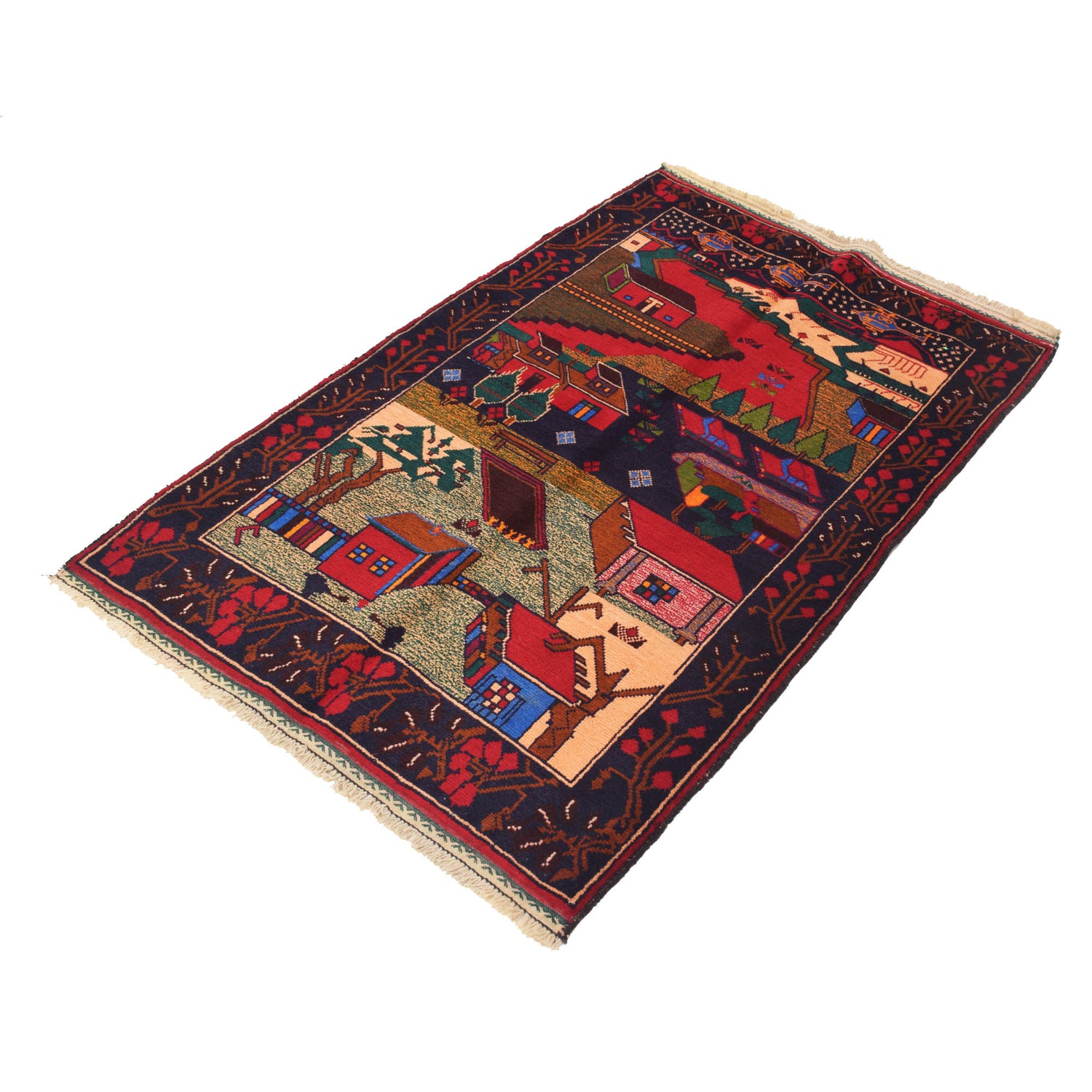 Pictorial Rug Handmade Multi Design