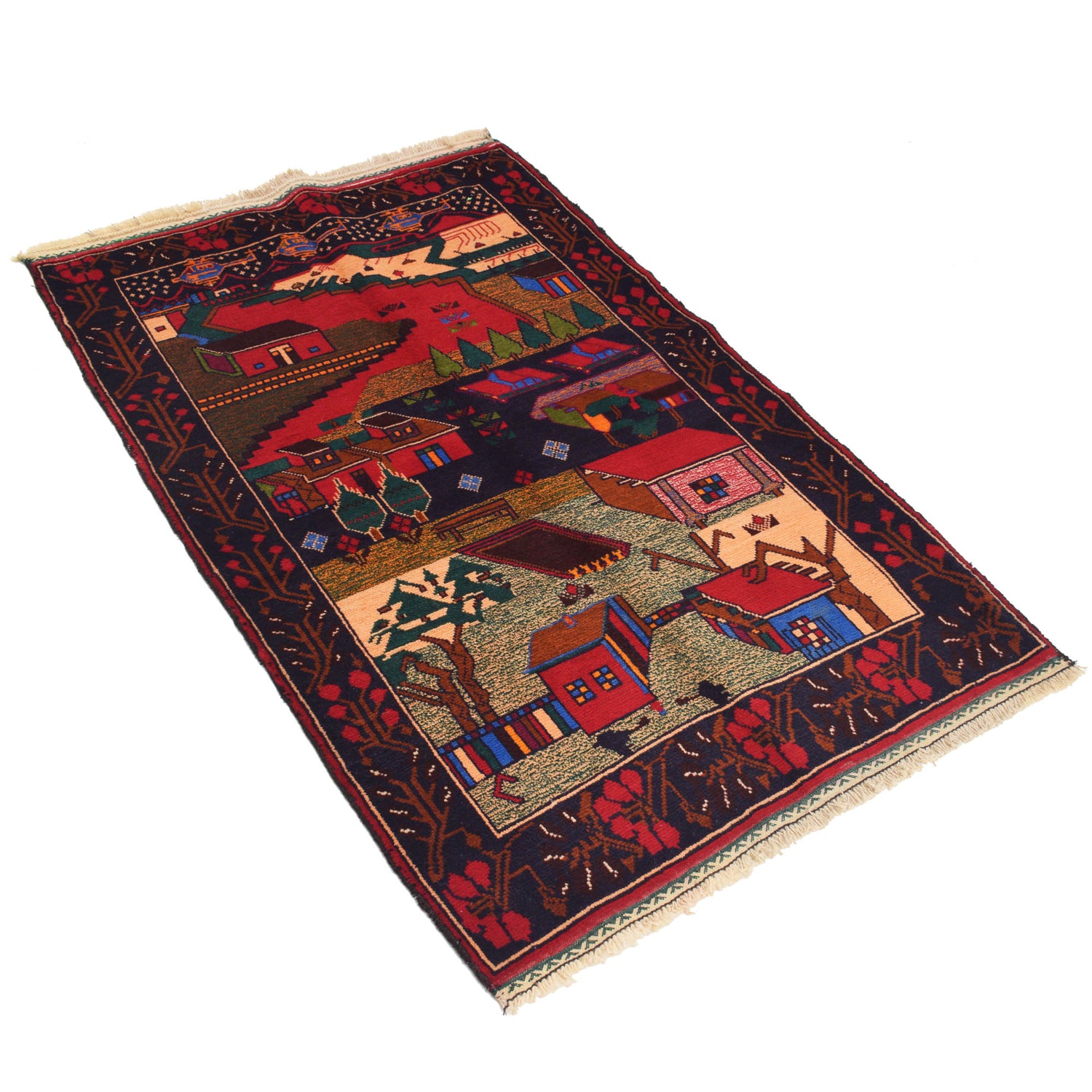Pictorial Rug Handmade Multi Design