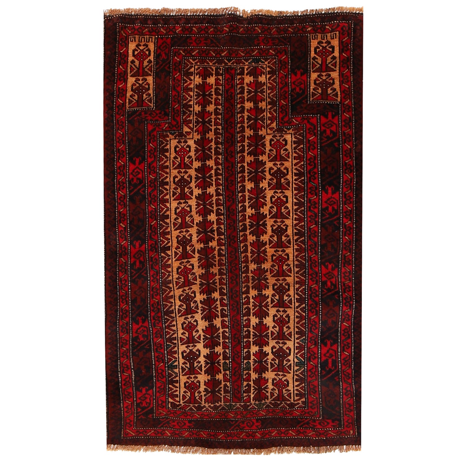 Baluchi Rug Handmade Multi Prayer Design 2x4 ft
