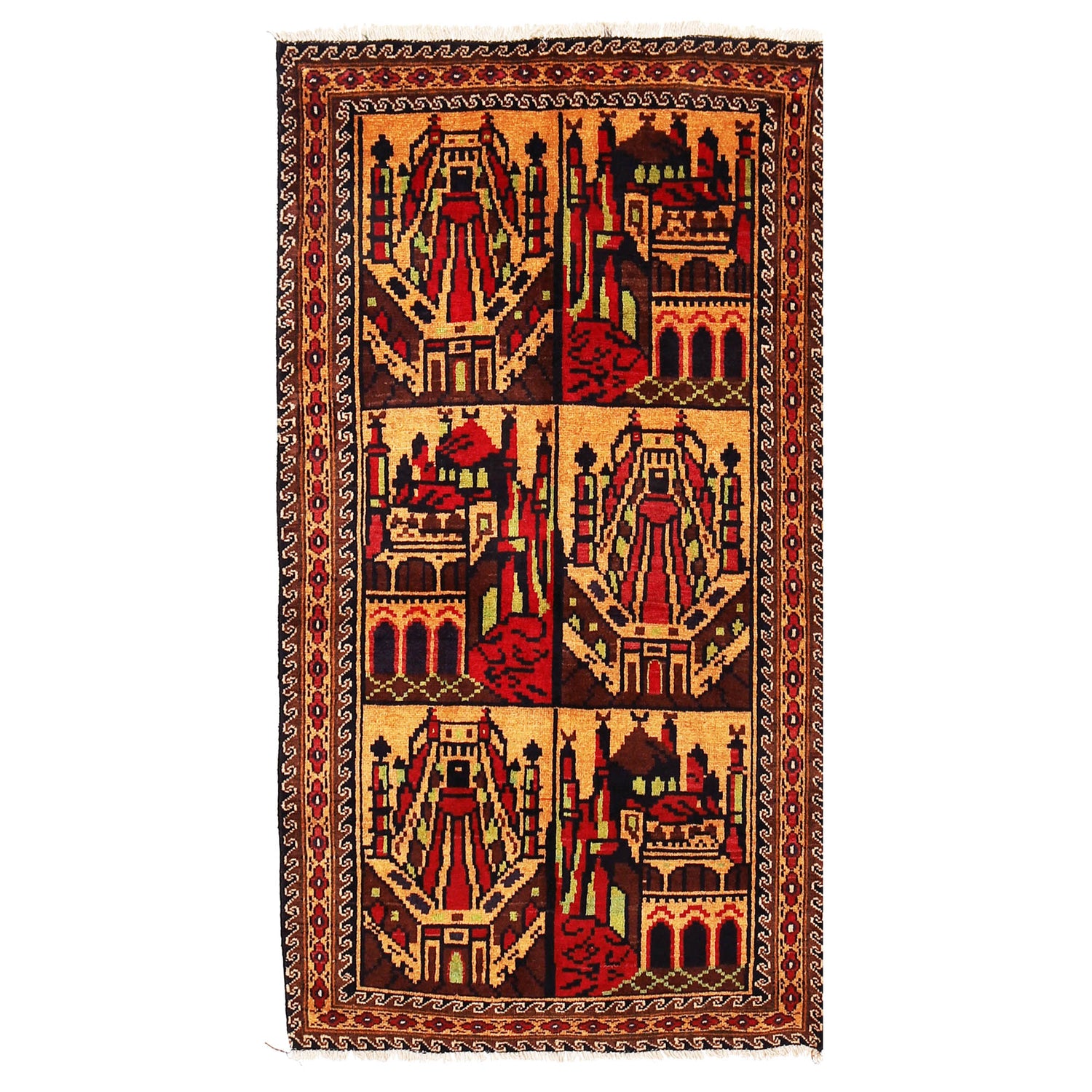 Baluchi Rug Handmade Beige Prayer Design 3x5 ft