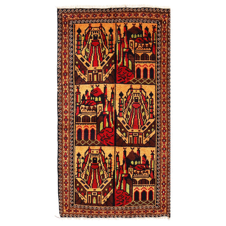 Baluchi Rug Handmade Beige Prayer Design 3x5 ft