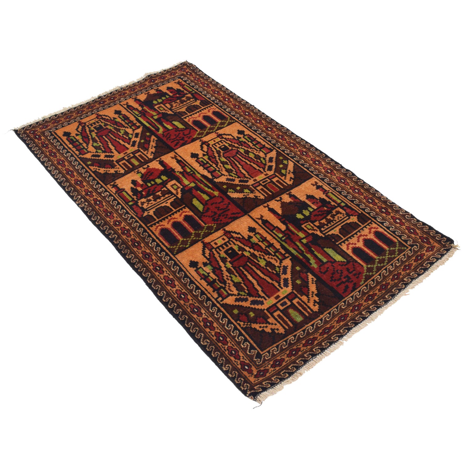 Baluchi Rug Handmade Beige Prayer Design 3x5 ft