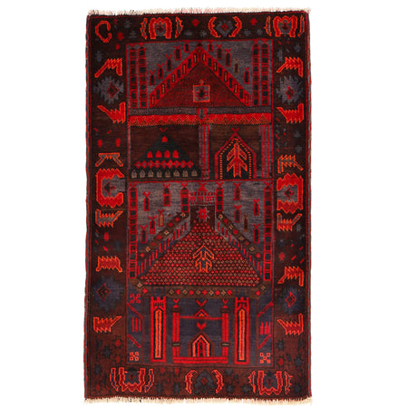 Baluchi Rug Handmade Multi Prayer Design 3x5 ft