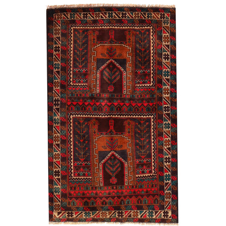 Baluchi Rug Handmade Multi Prayer Design 3x5 ft