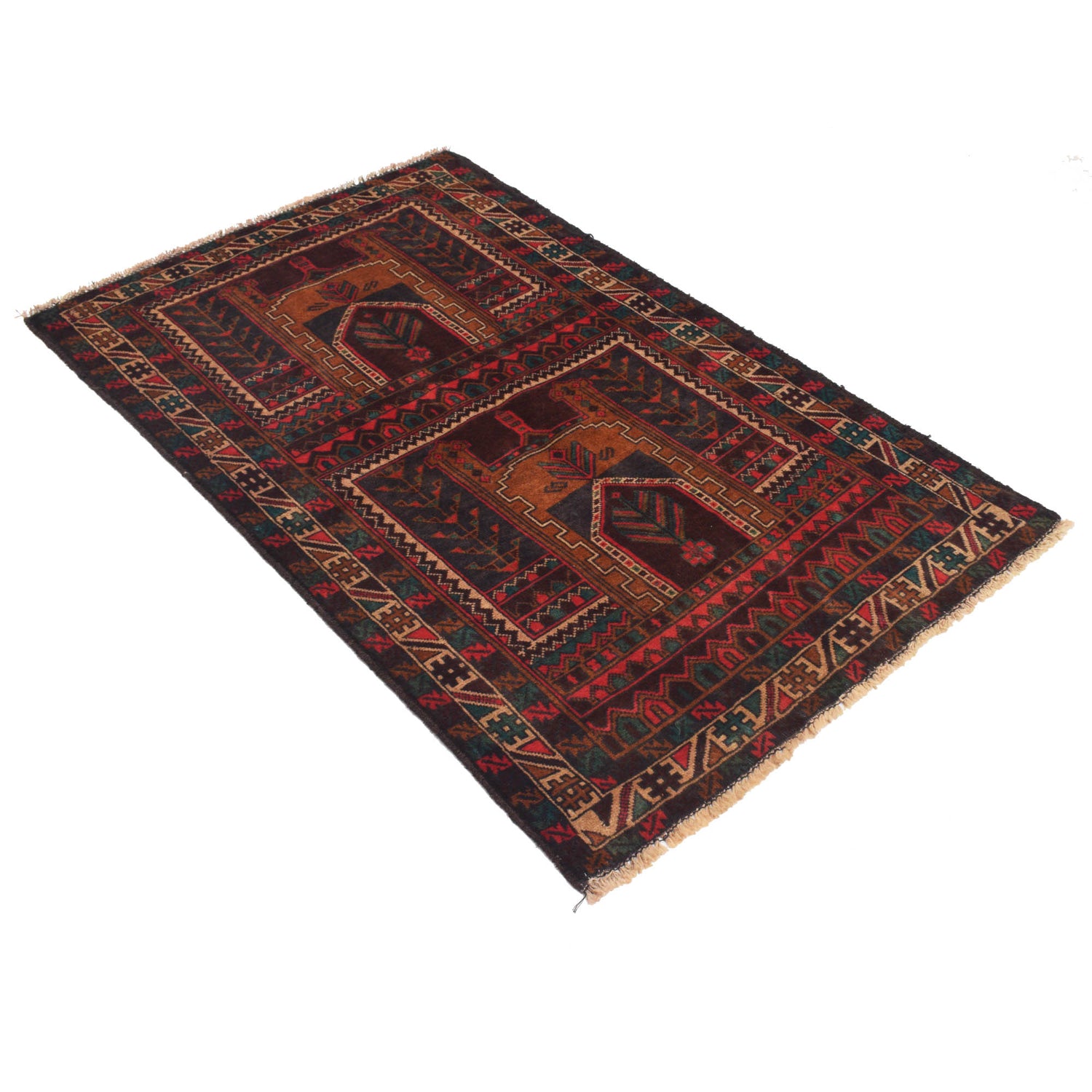 Baluchi Rug Handmade Multi Prayer Design 3x5 ft