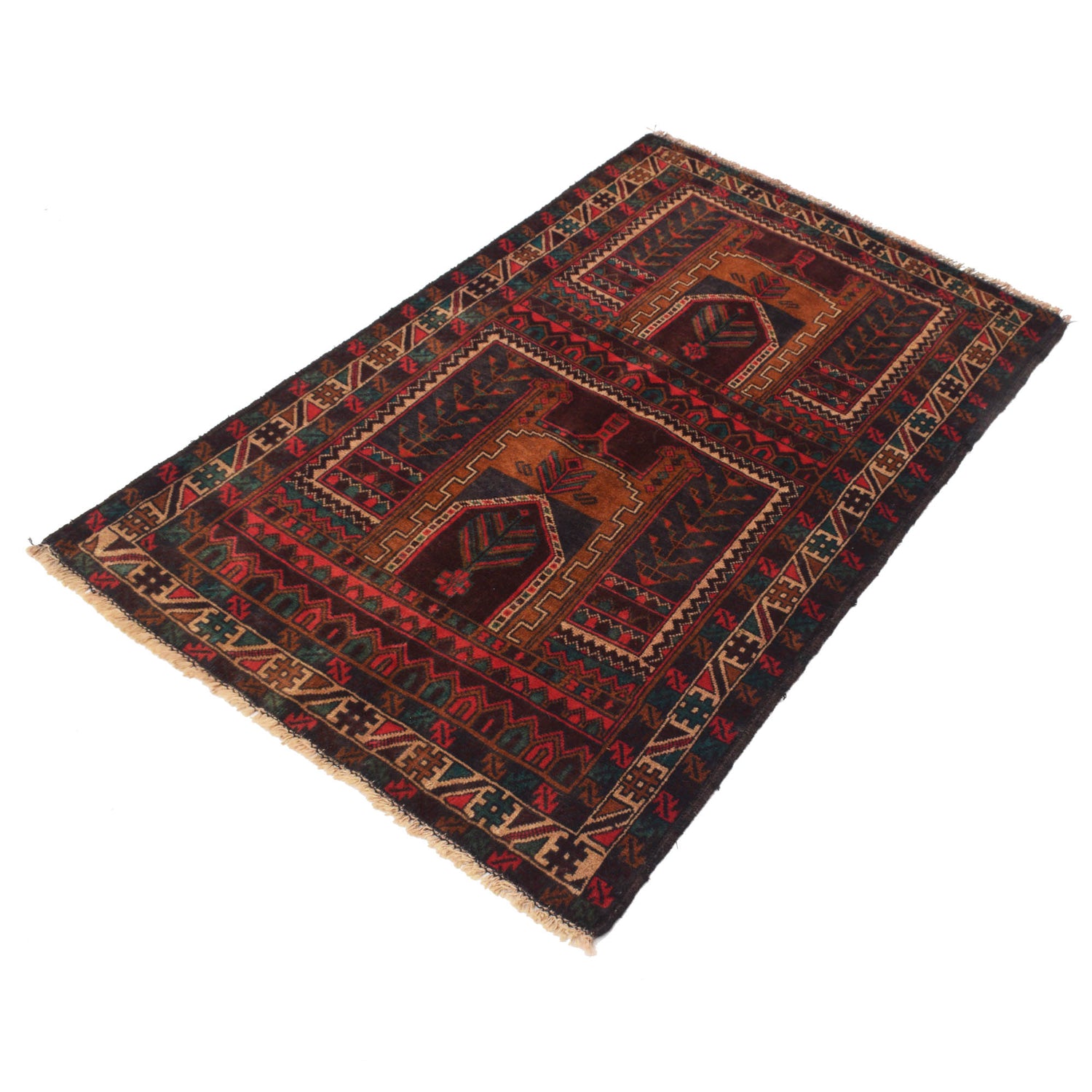 Baluchi Rug Handmade Multi Prayer Design 3x5 ft