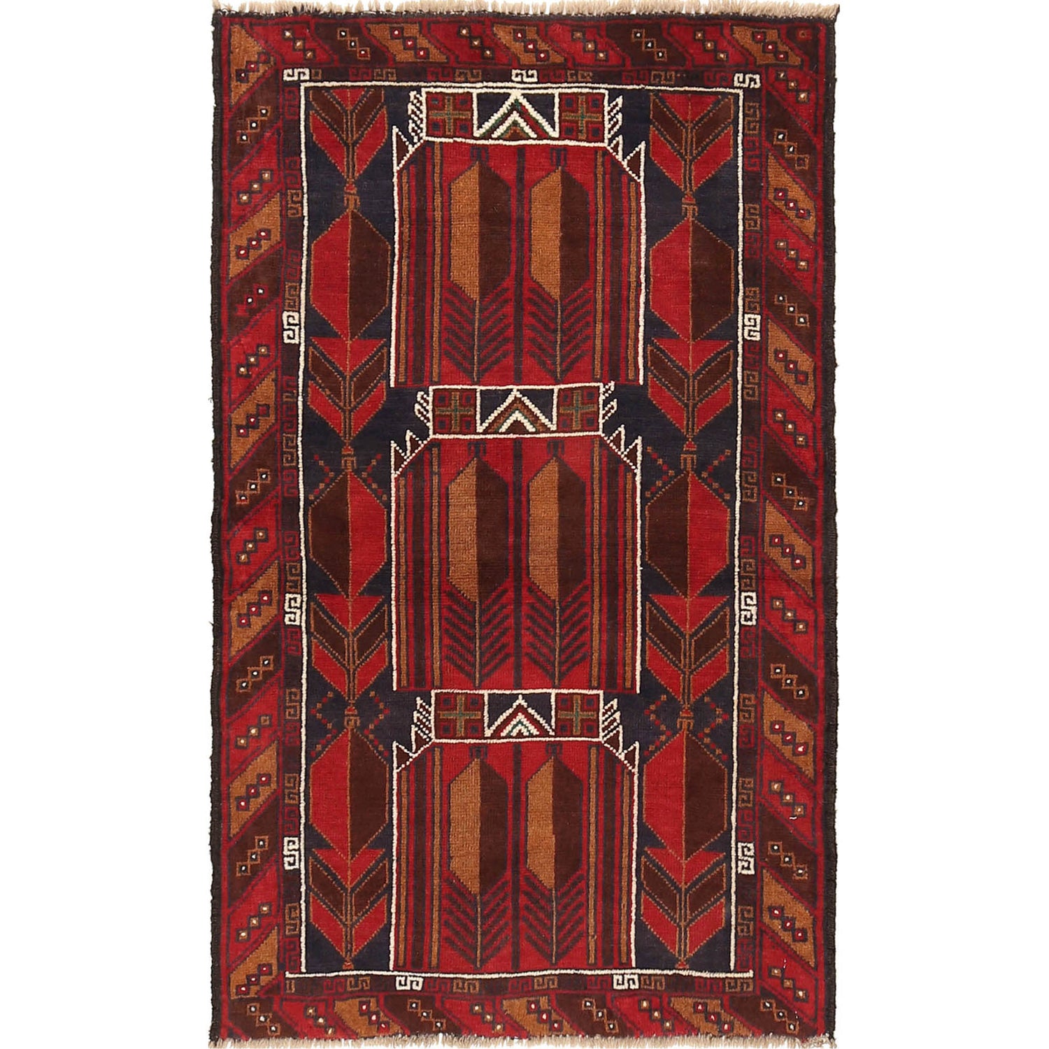 Baluchi Rug Handmade Multi Geometric 3x5 ft