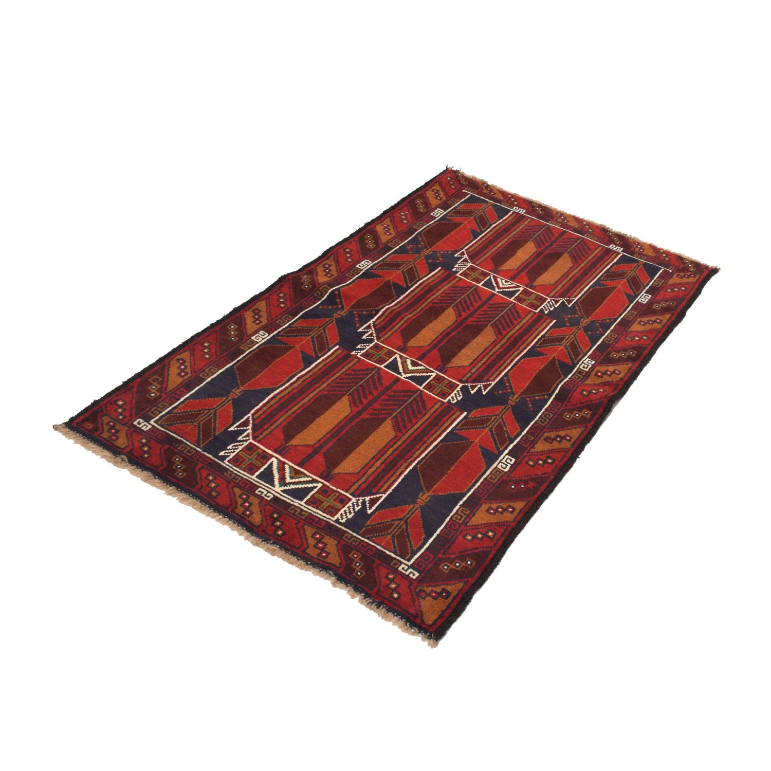 Baluchi Rug Handmade Multi Geometric 3x5 ft