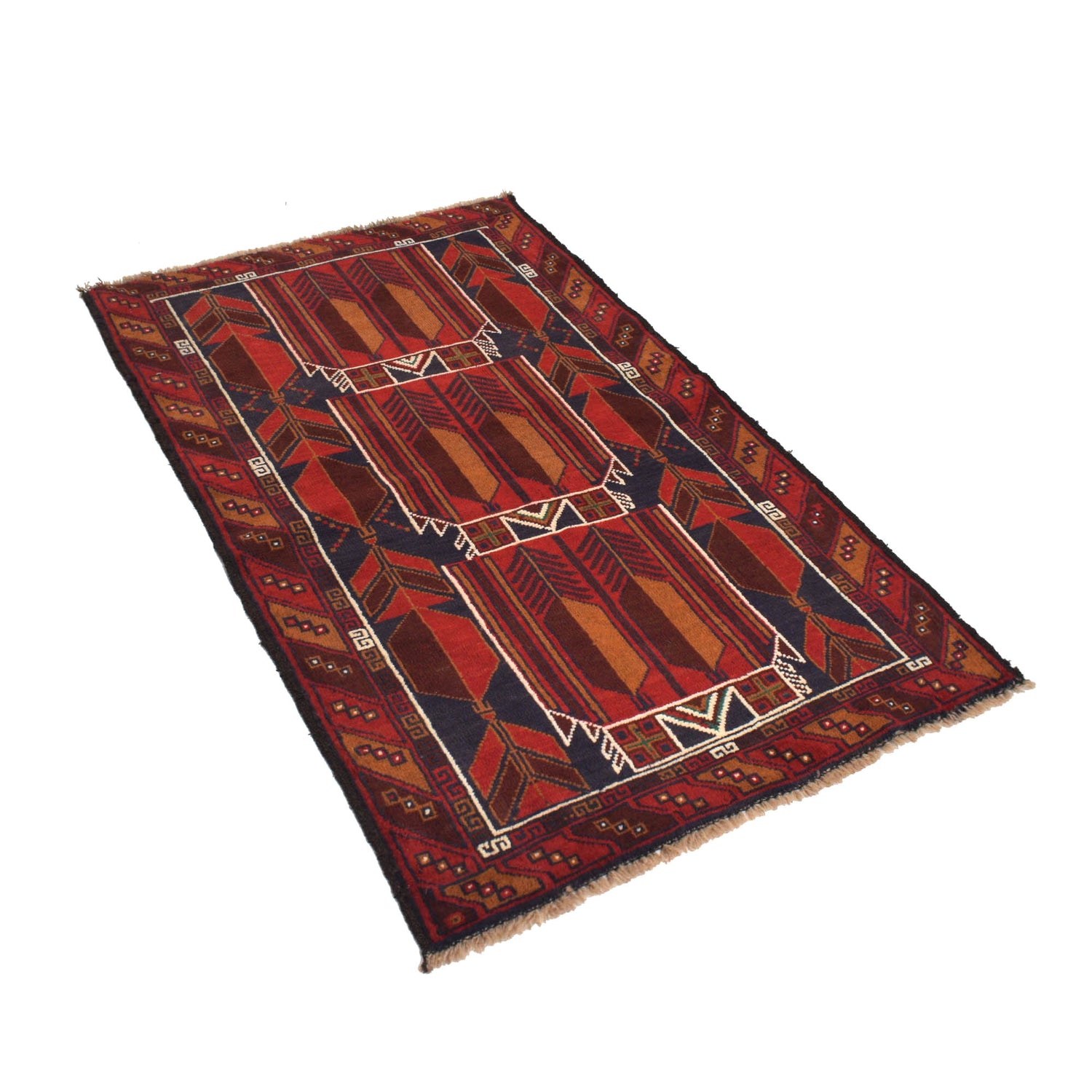Baluchi Rug Handmade Multi Geometric 3x5 ft