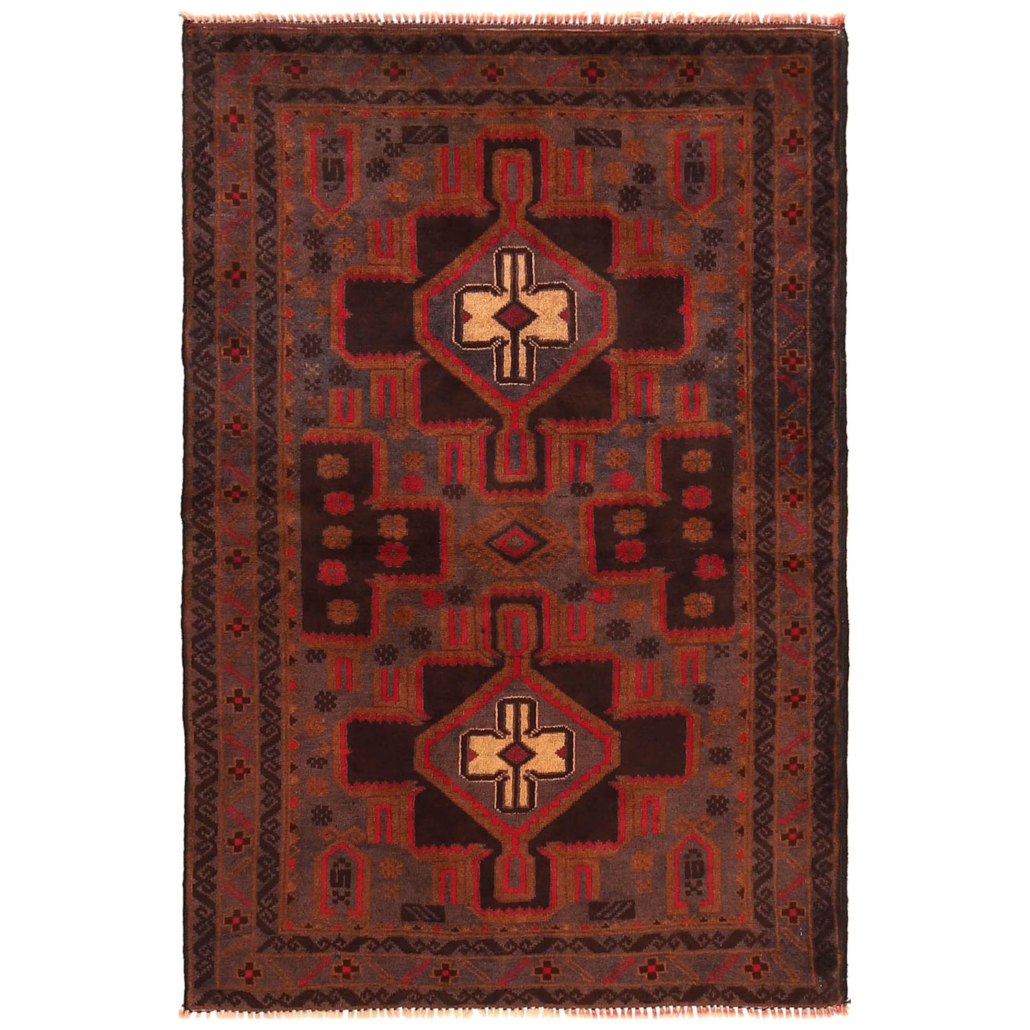 Baluchi Rug Handmade Multi Geometric 3x5 ft