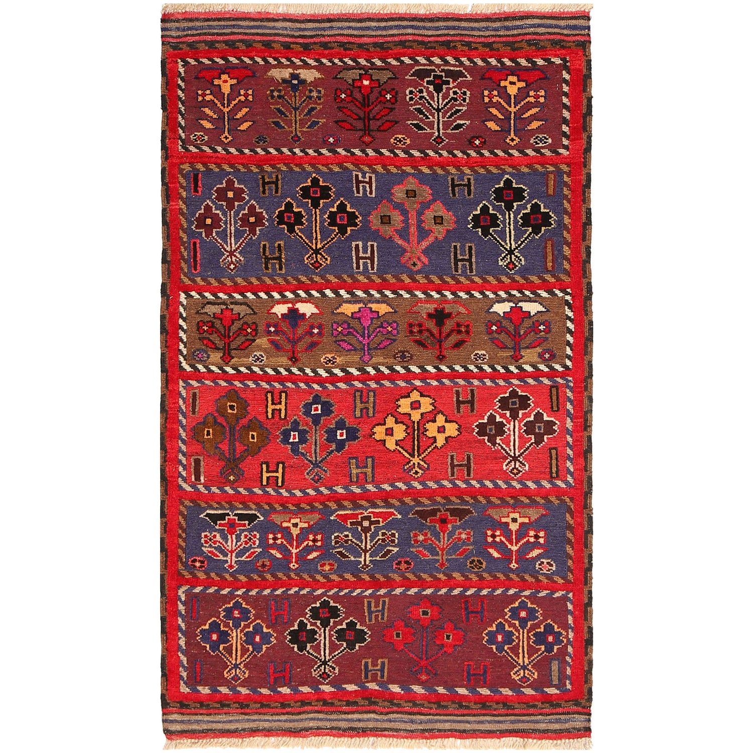 Baluchi Rug Handmade Multi Geometric 3x5 ft