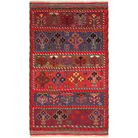 Baluchi Rug Handmade Multi Geometric 3x5 ft