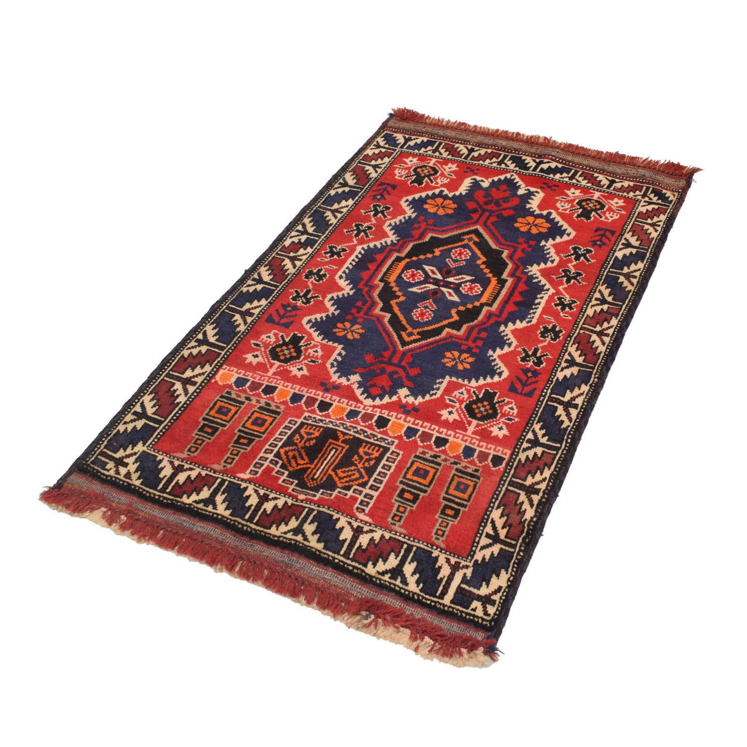Baluchi Rug Handmade Red Prayer Design 3x5 ft