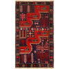 Baluchi Rug Handmade Blue Geometric 3x5 ft