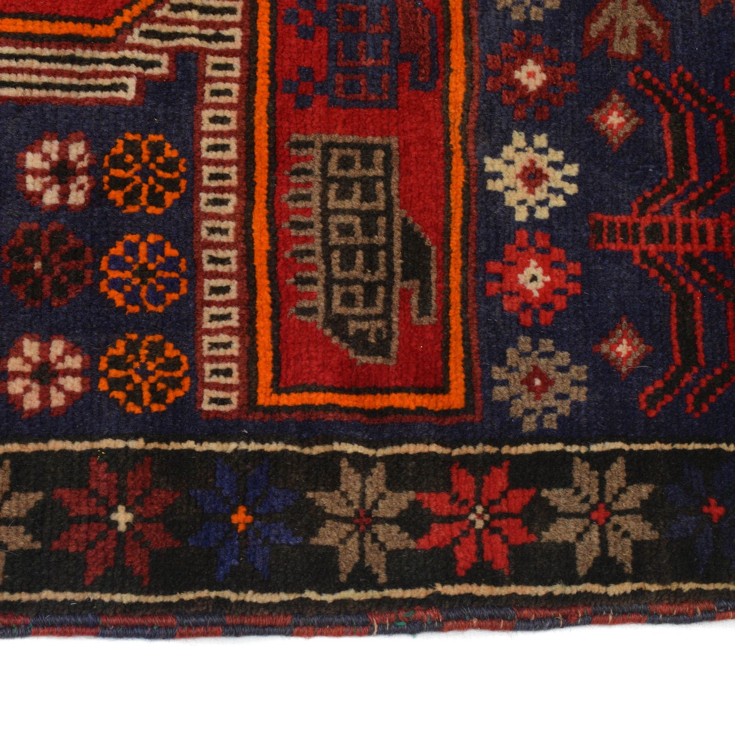 Baluchi Rug Handmade Blue Geometric 3x5 ft