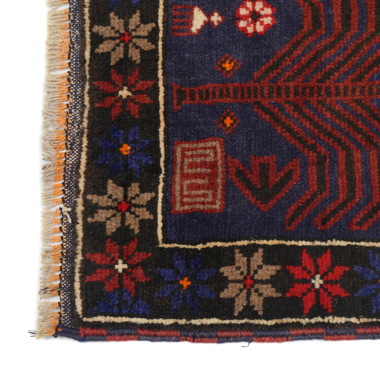 Baluchi Rug Handmade Blue Geometric 3x5 ft