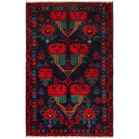 Baluchi Rug Handmade Multi Geometric 3x5 ft