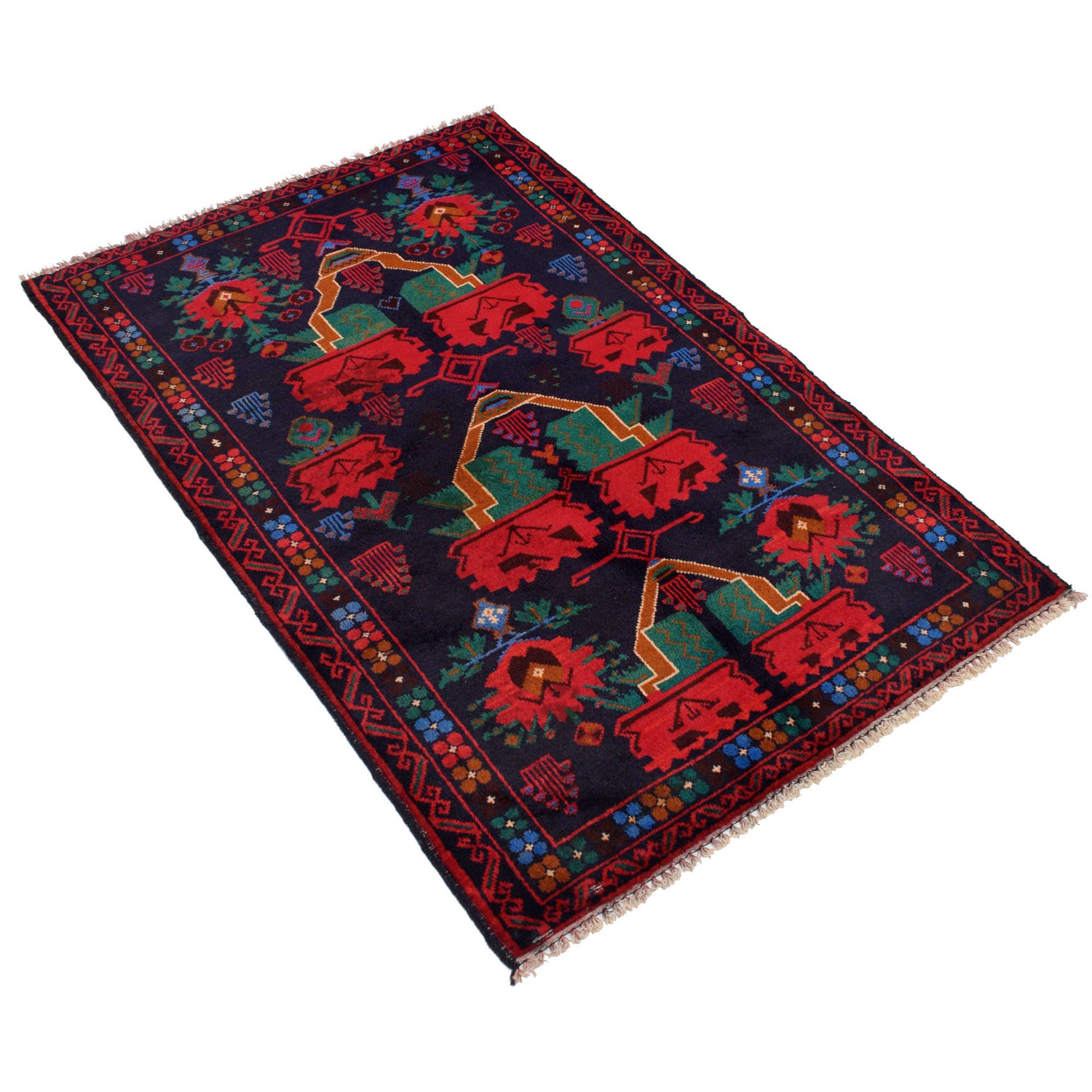 Baluchi Rug Handmade Multi Geometric 3x5 ft