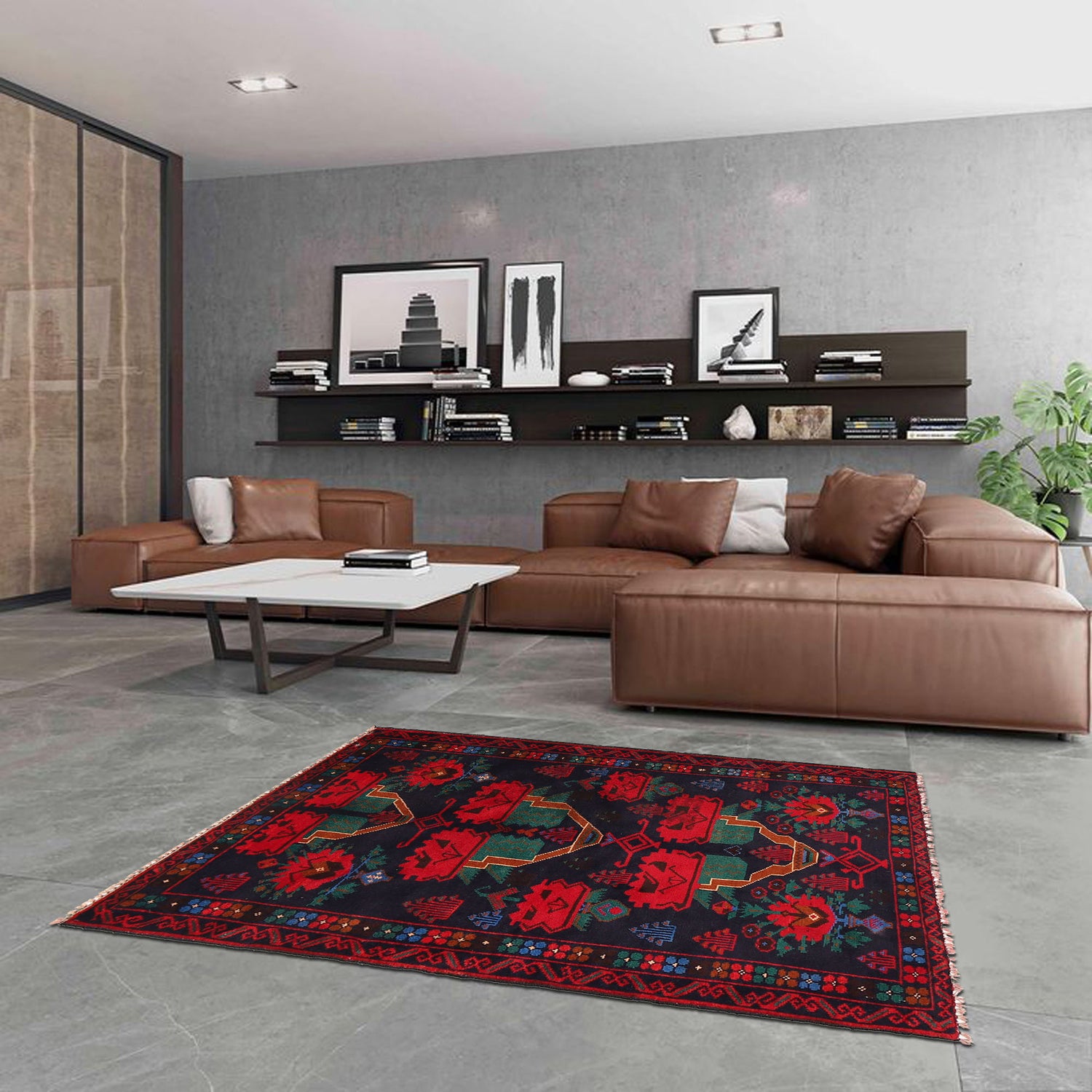Baluchi Rug Handmade Multi Geometric 3x5 ft