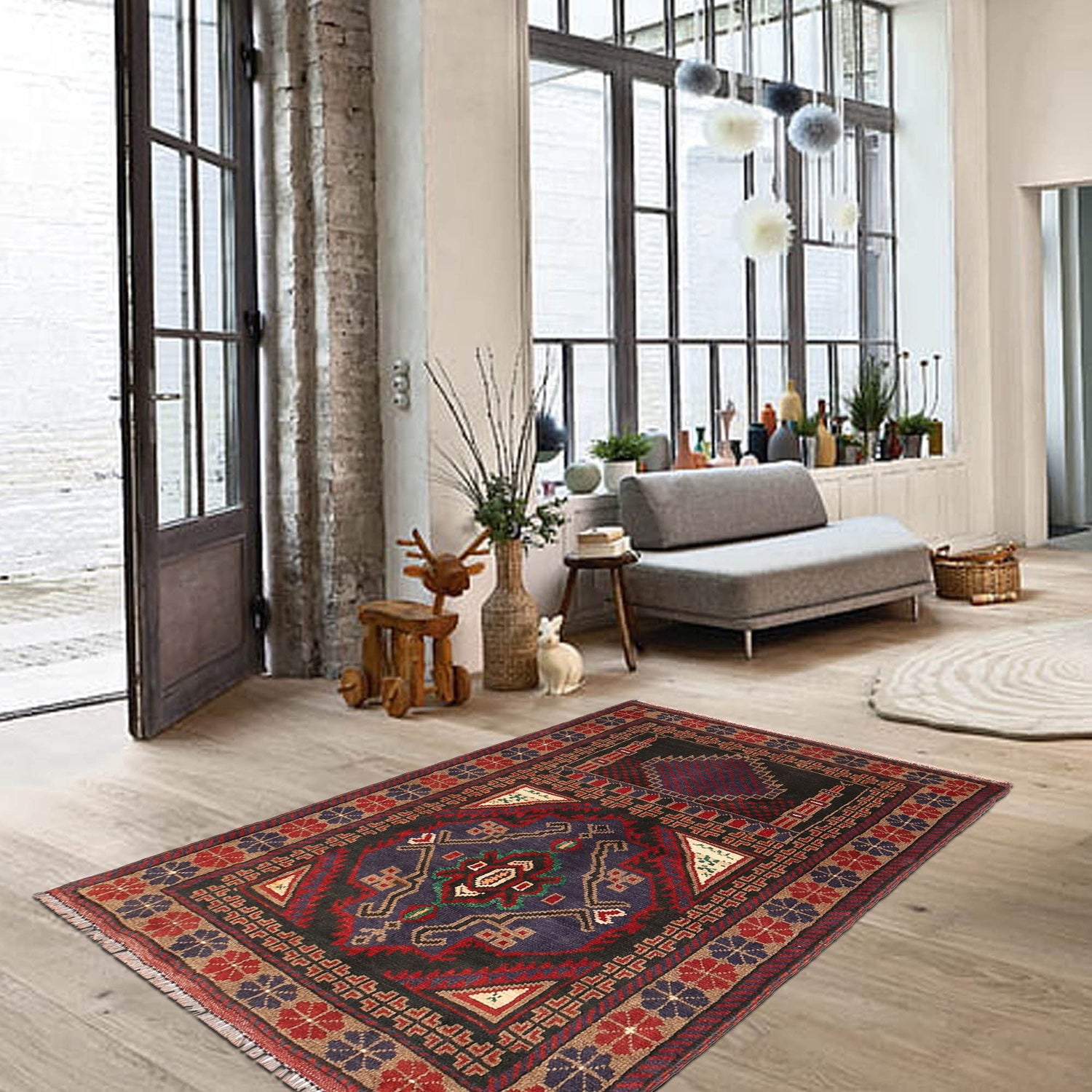 Baluchi Rug Handmade Multi Prayer Design 2x4 ft