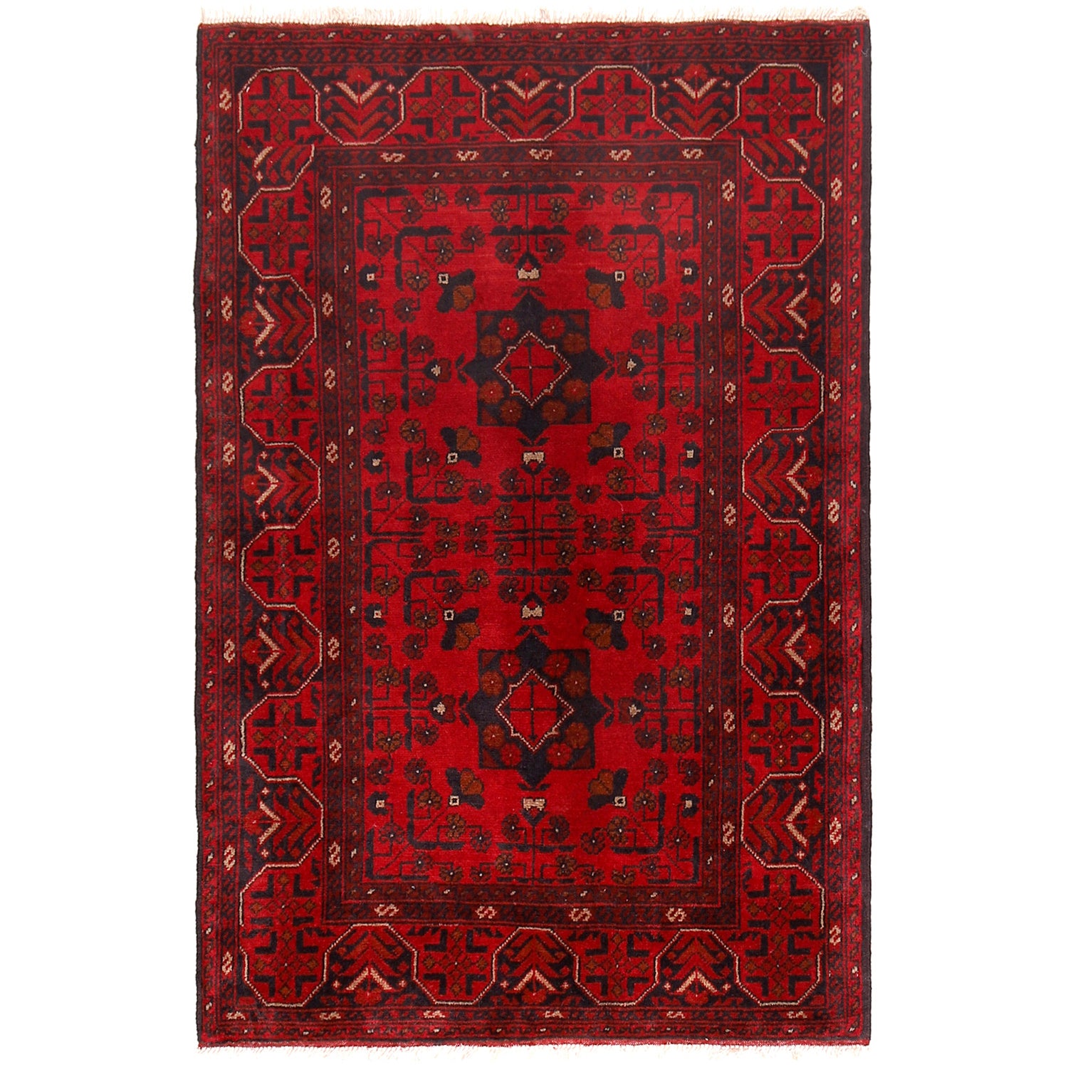 Khal Mohammadi Rug Handmade Red 3x5 ft