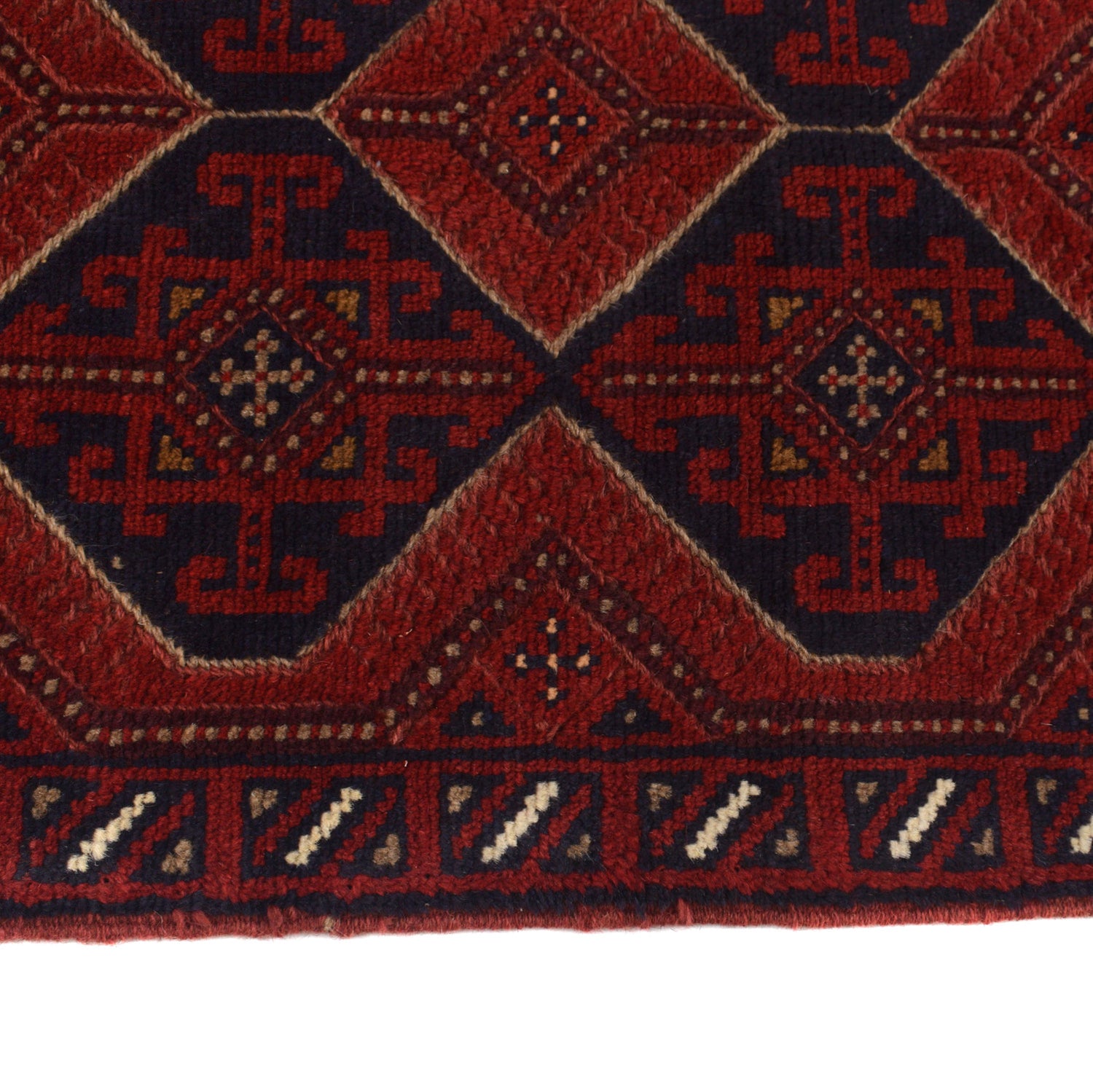 Mashwani Runner Handmade Deep Red Geometric 12' Runner