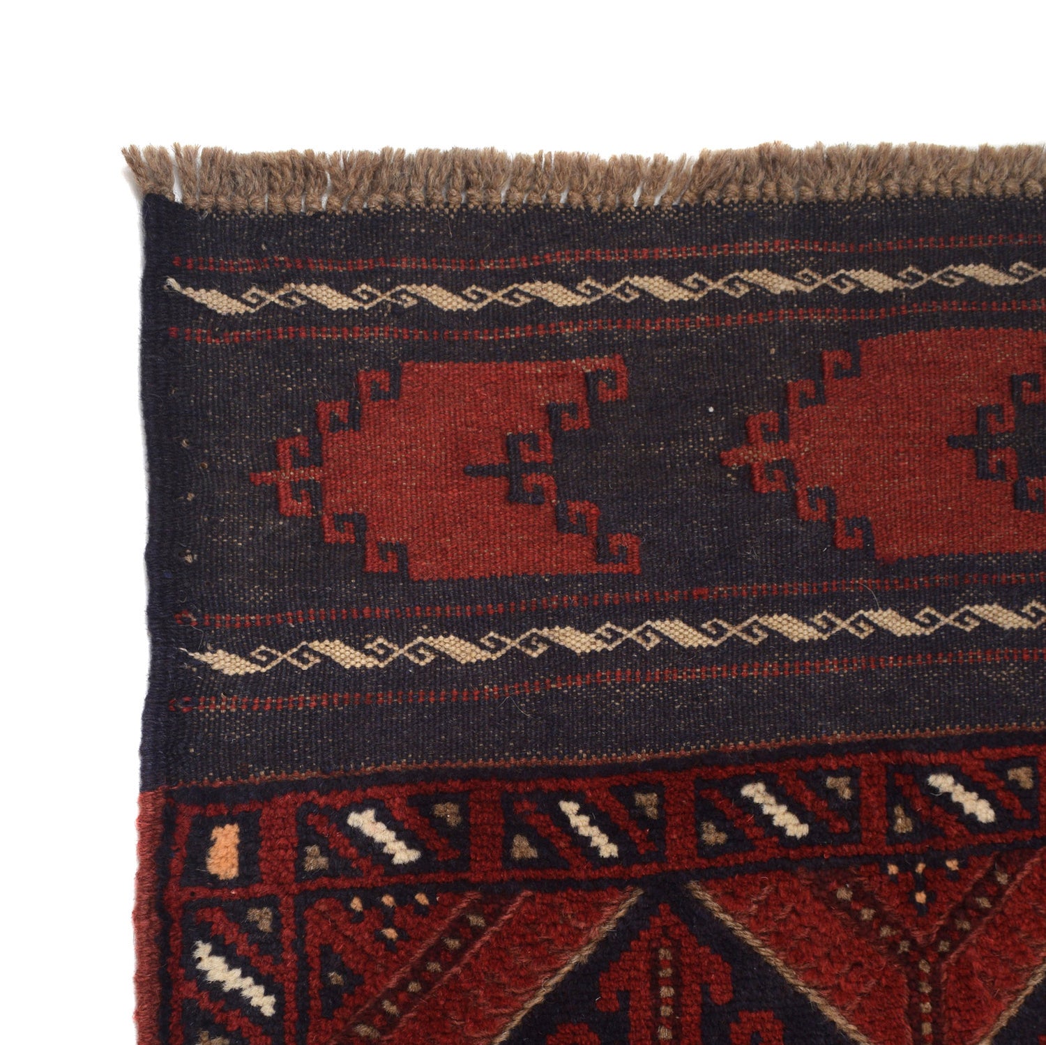 Mashwani Runner Handmade Deep Red Geometric 12' Runner