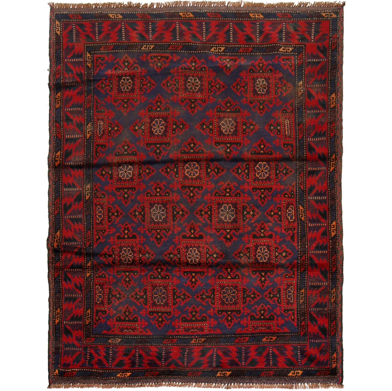 Baluchi Rug Handmade Multi Geometric 4x6 ft
