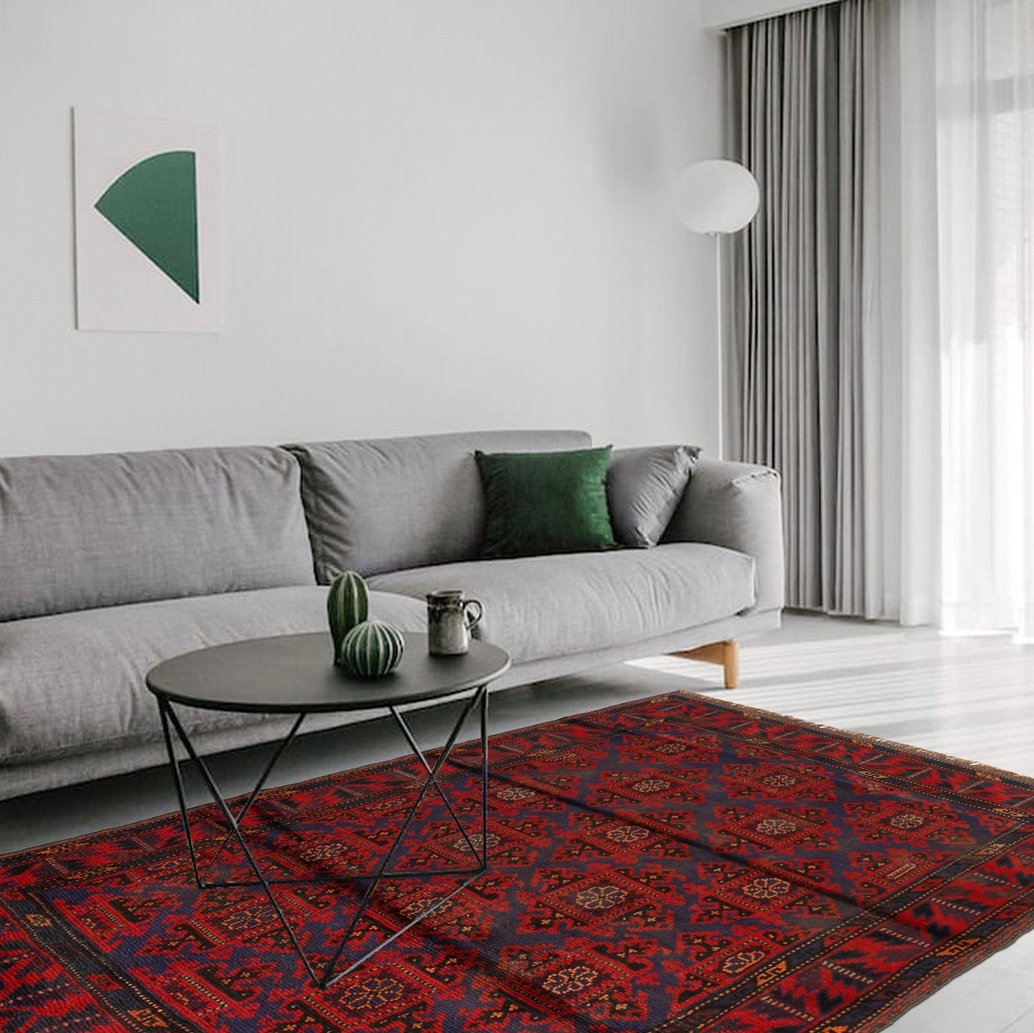 Baluchi Rug Handmade Multi Geometric 4x6 ft
