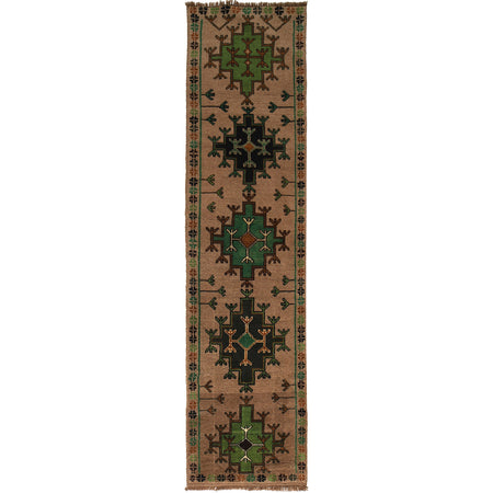 Baluchi Runner Rug Handmade Tan 10' Runner