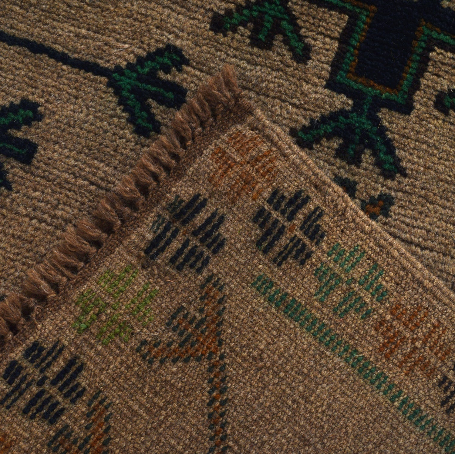 Baluchi Runner Rug Handmade Tan 10' Runner