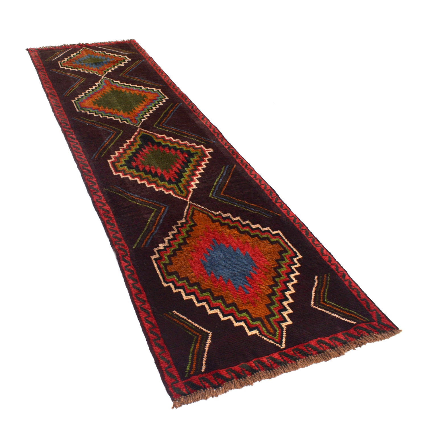 Baluchi Runner Rug Handmade Chocolate 10' Runner