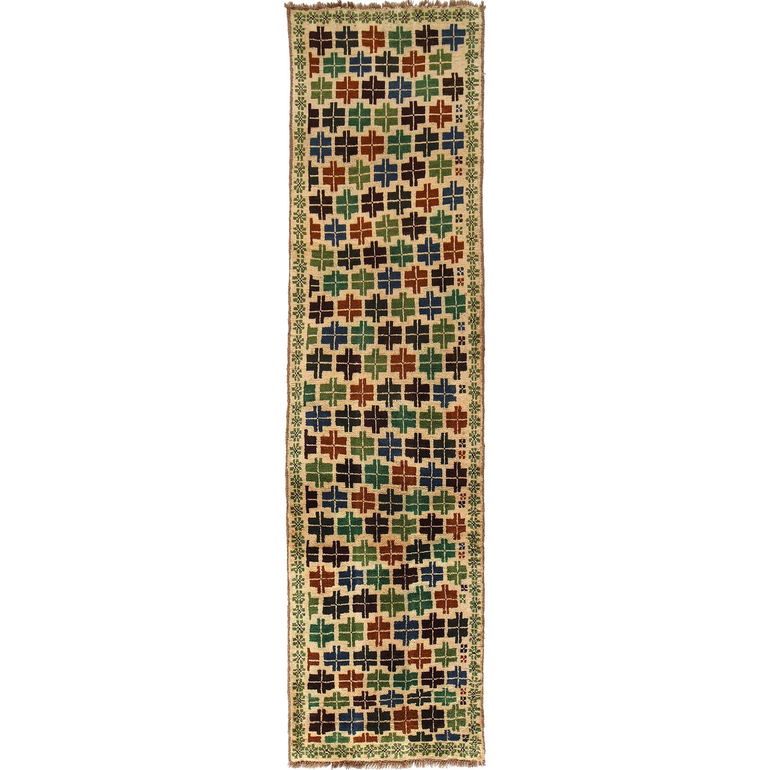 Baluchi Runner Rug Handmade Beige 10' Runner