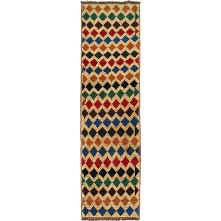 Baluchi Runner Rug Handmade Beige 10' Runner