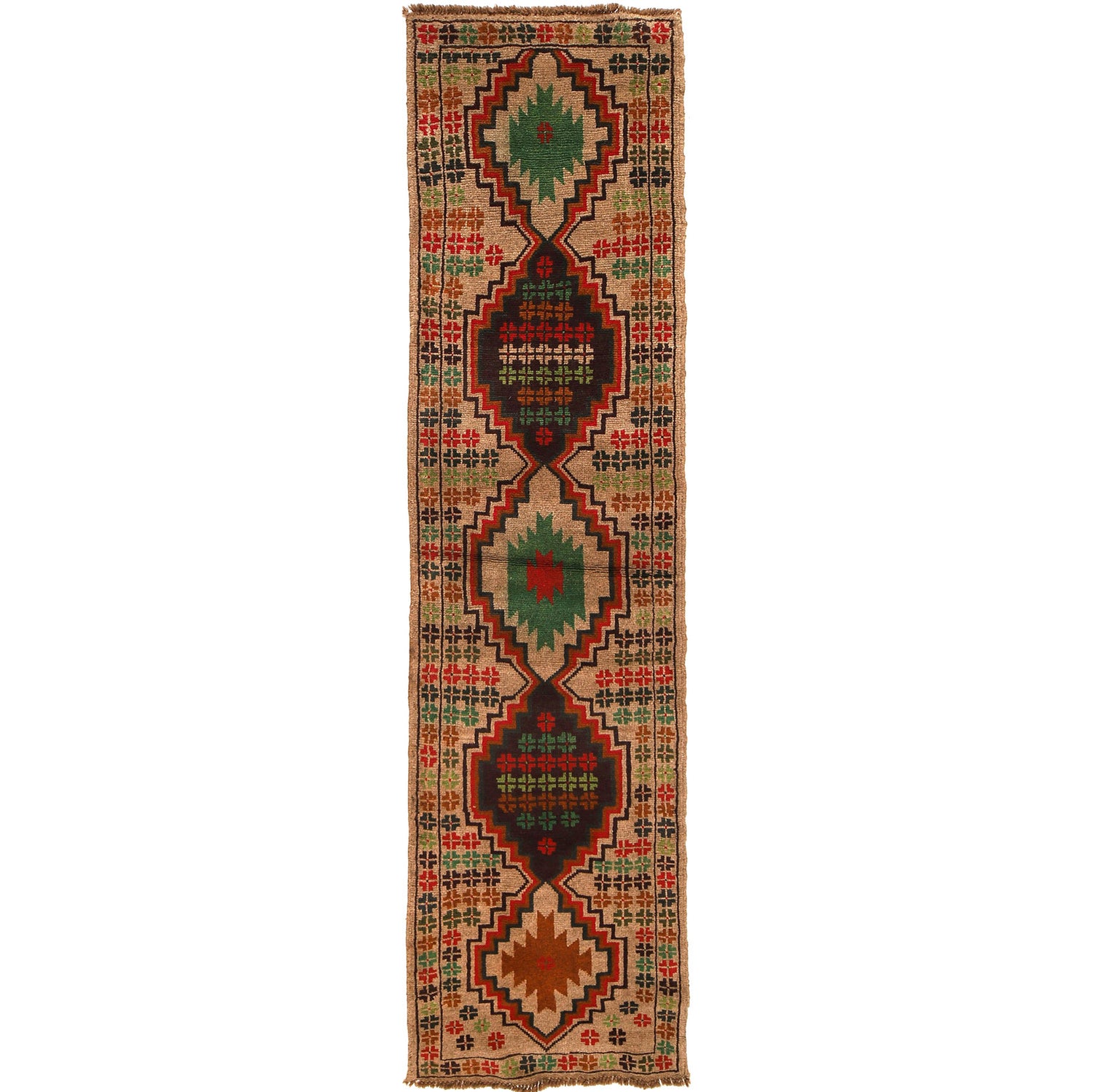 Baluchi Runner Rug Handmade Tan 10' Runner