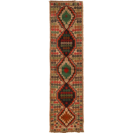 Baluchi Runner Rug Handmade Tan 10' Runner