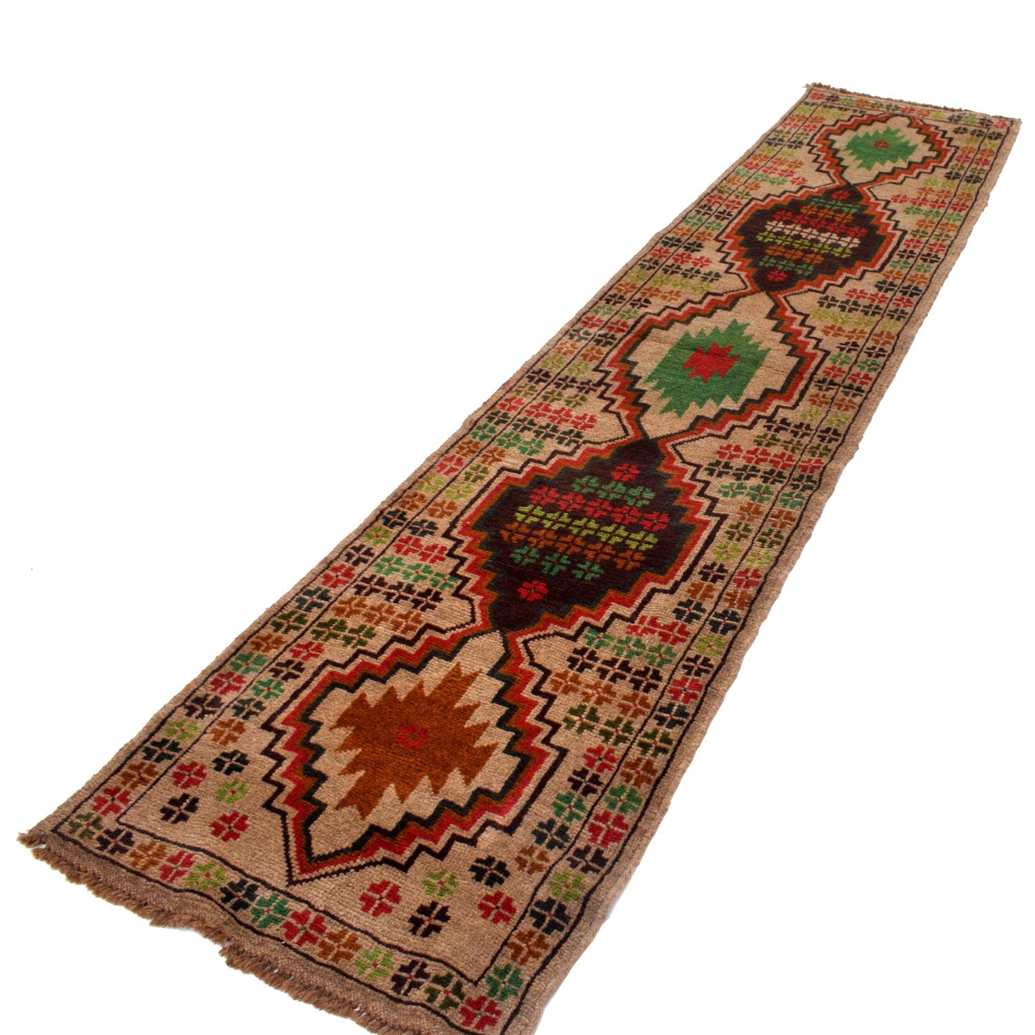 Baluchi Runner Rug Handmade Tan 10' Runner