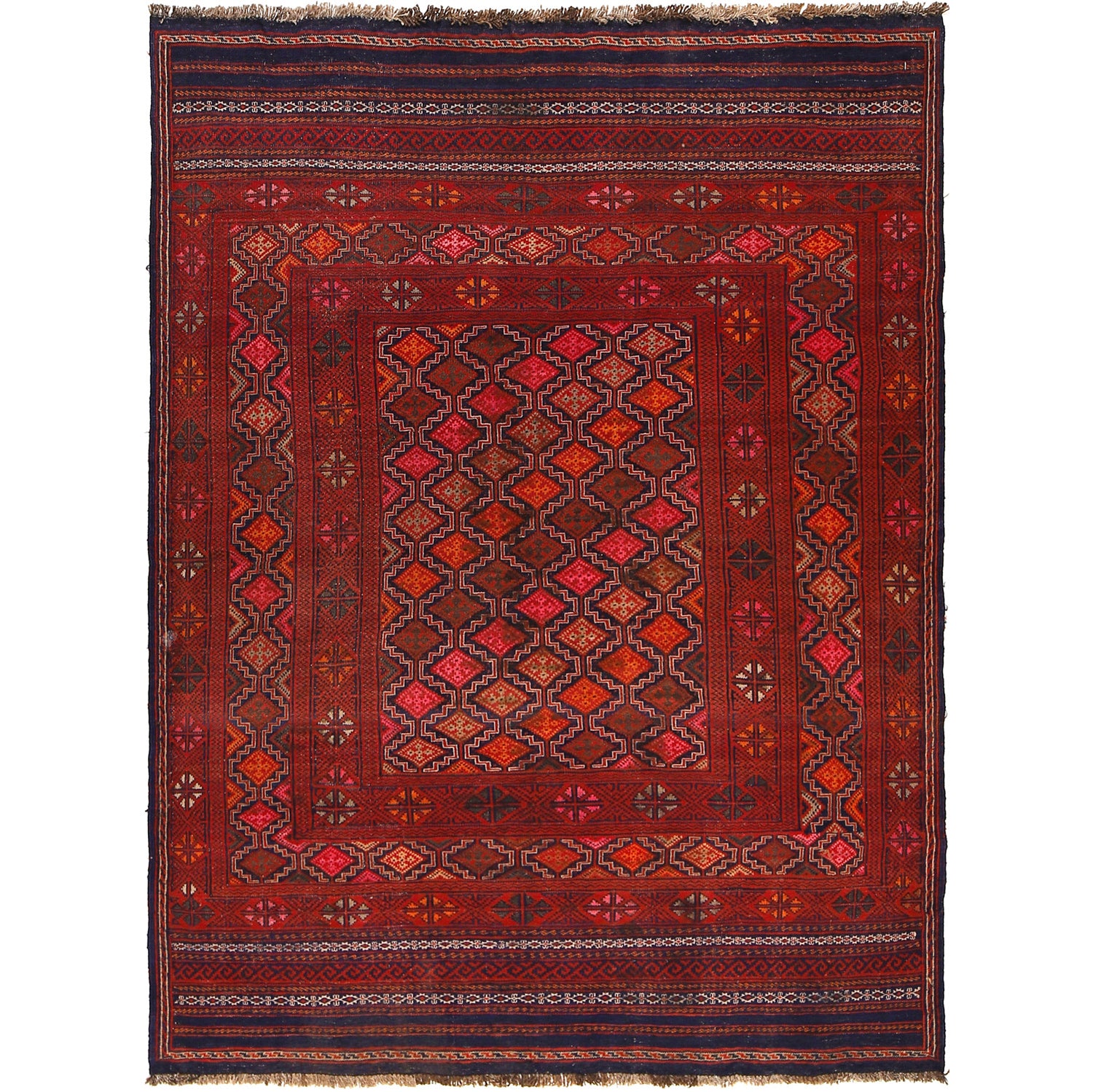 Laghari Kilim Area Rug Handmade Multi Geometric 4x6 ft