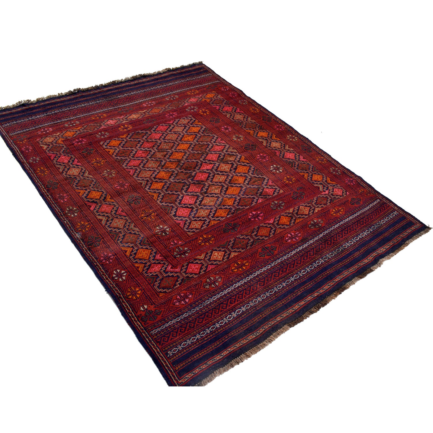 Laghari Kilim Area Rug Handmade Multi Geometric 4x6 ft