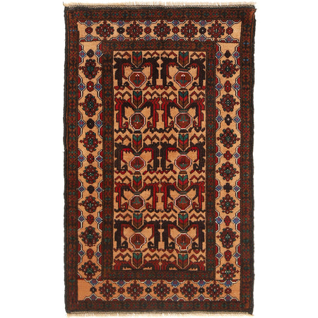 Baluchi Rug Handmade Multi Geometric 3x5 ft